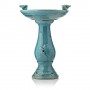 Alpine TLR102TUR 24-Inch Antique Ceramic Birdbath with Birds-Turquoise