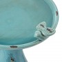 Alpine TLR102TUR 24-Inch Antique Ceramic Birdbath with Birds-Turquoise