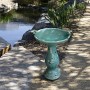 Alpine TLR102TUR 24-Inch Antique Ceramic Birdbath with Birds-Turquoise