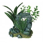 Exotic Environments Rock Arch with Plants Aquarium Ornament, Small