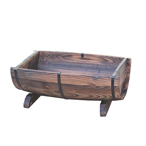 Vintiquewise Half Barrel Garden Planter (Medium), Brown