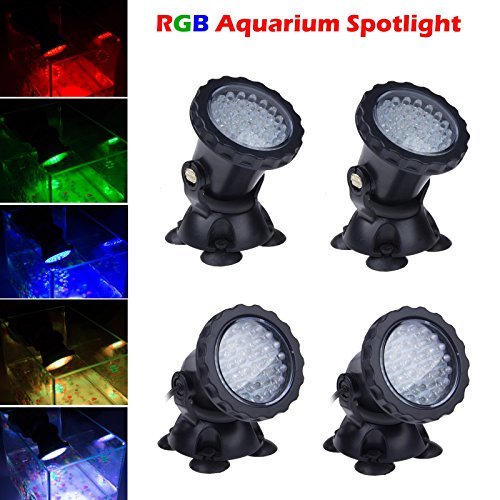 Lemonbest® New 36 LED Colorful Submersible Underwater Aquarium Spot Light for Water Garden Pond Fish tank (Set of 4 lights)