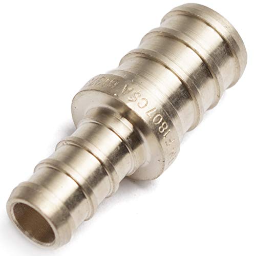 LTWFITTING Lead Free Brass PEX Crimp Fitting 3/8-Inch x 1/2-Inch PEX Reducing Coupling (Pack of 5)