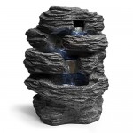 SereneLife 4-Tier Water Fountain Decoration - Cool Indoor Outdoor Portable Electric Tabletop Decorative Zen Meditation Waterfall Decor Kit w/ LED, ...