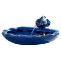 Smart Solar 21372R01 Ceramic Solar Koi Fountain, Blue Glazed Finish, Powered by an Included Solar Panel That Operates an Integral Low Voltage Pump ...