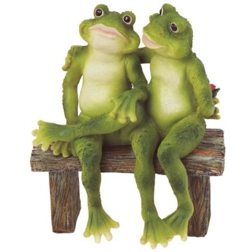 StealStreet SS-G-61040 2 Frogs on Bench Garden Decoration Collectible Figurine Statue Model