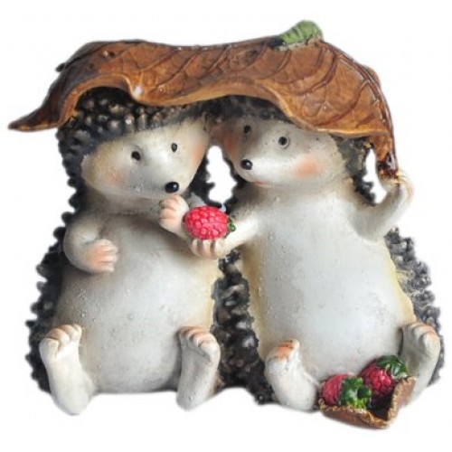 Top Collection Enchanted Story Fairy Garden Hedgehogs Sharing Outdoor Statue